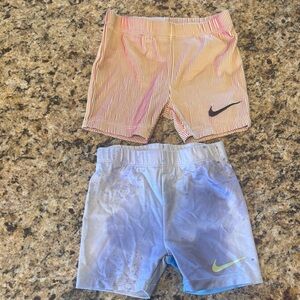 Nike Girls' Pink Stripe & Light Blue Bike Shorts 2-Pack